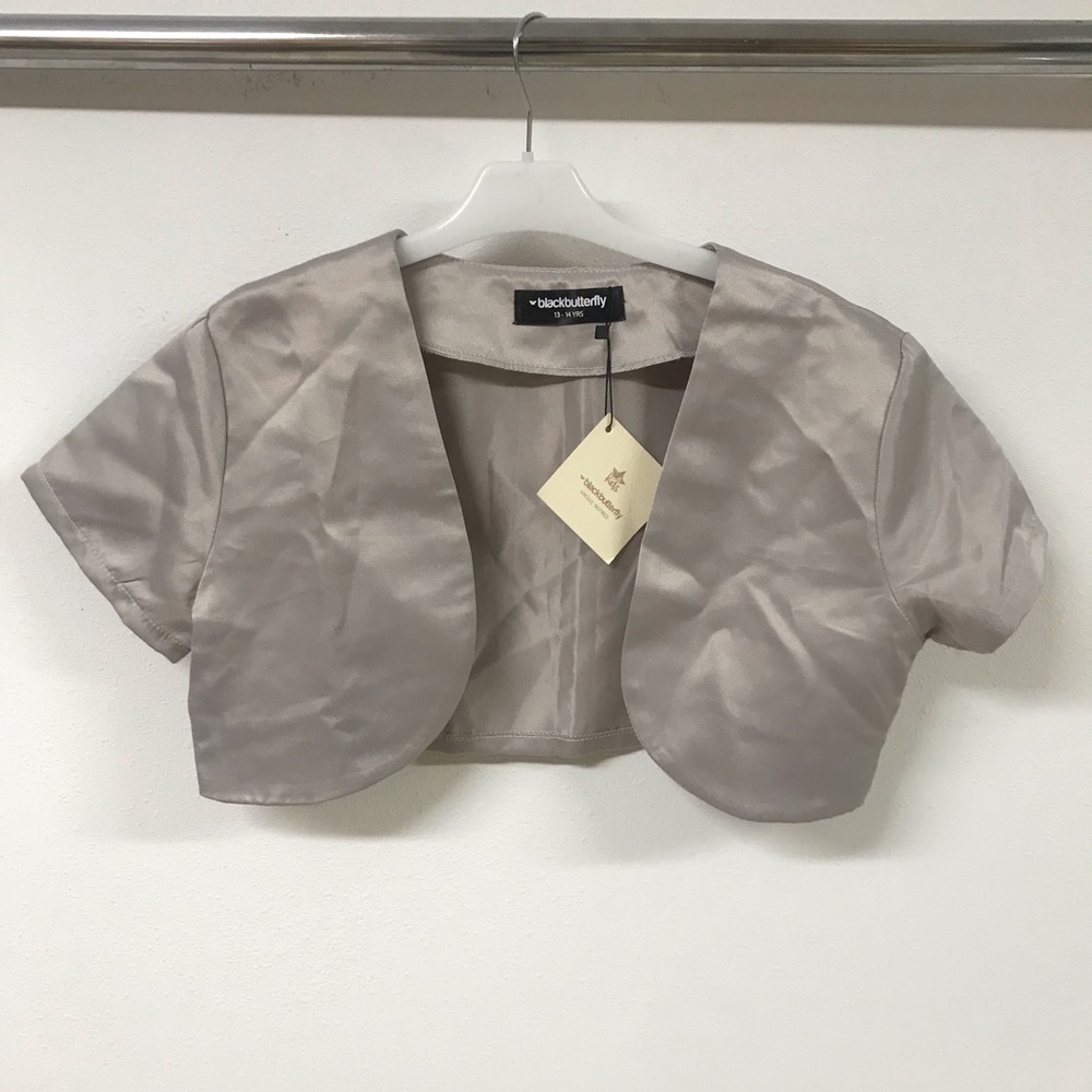 Big Girl Little Girl Bridal Satin Plain Jacket Shrug Flower Girl Dress